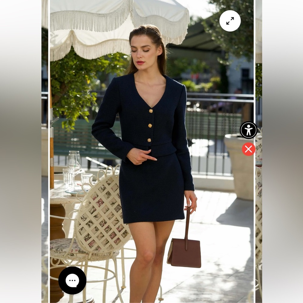 Gaala  Paris Milana Cotton Tweed Two Piece. New size 36 set . Color Navy Blue - Picture 9 of 16